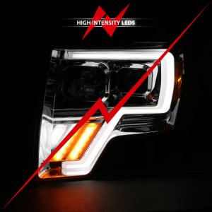 Ford F-150 Projector Headlights - ANZO - G4 Switchback Light Bar - Chrome Amber - `09-`13