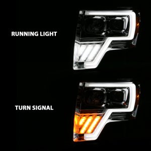 Ford F-150 Projector Headlights - ANZO - G4 Switchback Light Bar - Chrome Amber - `09-`13