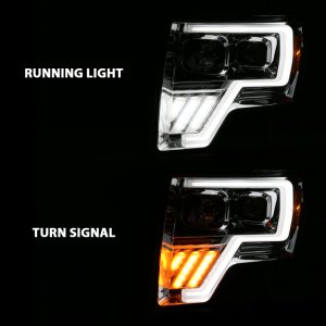 Ford F-150 Projector Headlights - ANZO - G4 Switchback Light Bar - Chrome Amber - `09-`13