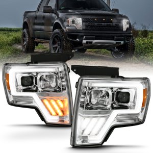 Ford F-150 Projector Headlights - ANZO - G4 Switchback Light Bar - Chrome Amber - `09-`13