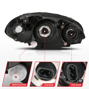 Chrysler PT Cruiser Headlights - ANZO - Crystal - Chrome Amber - `01-`05