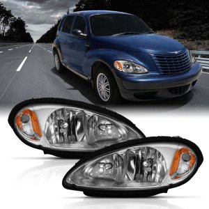 Chrysler PT Cruiser Headlights - ANZO - Crystal - Chrome Amber - `01-`05