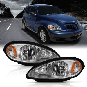 Chrysler PT Cruiser Headlights - ANZO - Crystal - Chrome Amber - `01-`05