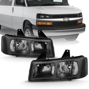 Chevrolet Express Headlights - ANZO - Crystal - Black - `03-`17 Chevrolet Express Headlights - ANZO - Crystal - Black - `03-`17