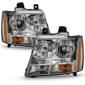 Chevrolet Tahoe Headlights - ANZO - Crystal - Chrome with Amber - `07-`14 Chevrolet Tahoe Headlights - ANZO - Crystal - Chrome with Amber - `07-`14
