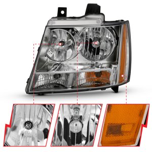 Chevrolet Tahoe Headlights - ANZO - Crystal - Chrome with Amber - `07-`14 Chevrolet Tahoe Headlights - ANZO - Crystal - Chrome with Amber - `07-`14