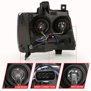 Chevrolet Tahoe Headlights - ANZO - Crystal - Chrome with Amber - `07-`14 Chevrolet Tahoe Headlights - ANZO - Crystal - Chrome with Amber - `07-`14