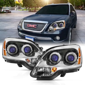 GMC Acadia Headlights - ANZO - Crystal - Chrome Amber - `07-`08 GMC Acadia Headlights - ANZO - Crystal - Chrome Amber - `07-`08