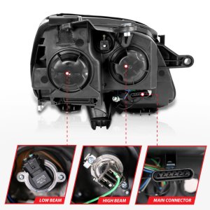 GMC Acadia Headlights - ANZO - Crystal - Chrome Amber - `07-`08 GMC Acadia Headlights - ANZO - Crystal - Chrome Amber - `07-`08