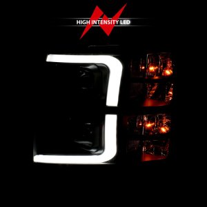 Chevrolet Silverado 3500 Projector Headlights - ANZO - Plank Style - Black Amber - `07-`13