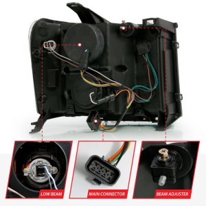 GMC Sierra 1500 Headlights - ANZO - Projector, Plank Style, Clear Lens, Amber - Black - `07-`13