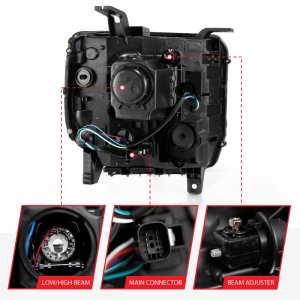 GMC Sierra 1500 Headlights - ANZO - Projector Plank Style with Sequential Amber Signal - Black - `16-`19