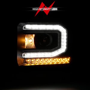 GMC Sierra 1500 Headlights - ANZO - Projector Plank Style with Sequential Amber Signal - Black - `16-`19