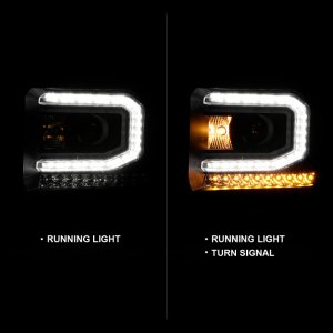 GMC Sierra 1500 Headlights - ANZO - Projector Plank Style with Sequential Amber Signal - Black - `16-`19