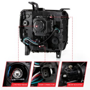 GMC Sierra 1500 Headlights - ANZO - Projector Plank Style with Sequential Amber Signal - Black - `16-`19