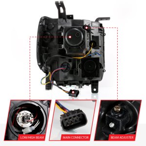 GMC Sierra 2500HD Headlights - ANZO - Projector Headlight Plank Style Black w/ Switchback - Black - `15-`19