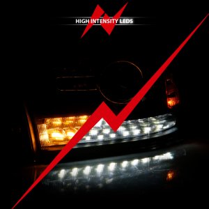 Dodge Ram 1500 Headlights - ANZO - Plank Style Halo w/Switchback - Matte Black - `09-`18