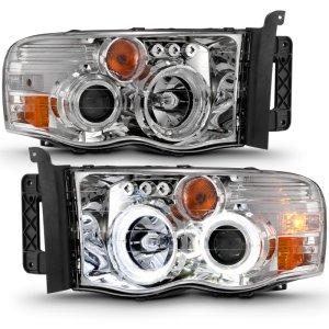Dodge Ram 1500 Headlights - ANZO - Projector w/ Halo - Chrome - `02-`05