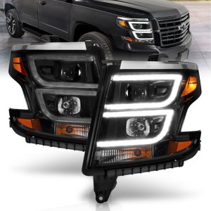 Chevrolet Tahoe Projector Headlights - ANZO - Plank Style w/DRL - Black Housing - Clear Lens - Black - `15-`20 Chevrolet Tahoe Projector Headlights - ANZO - Plank Style w/DRL - Black Housing - Clear Lens - Black - `15-`20