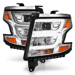 Chevrolet Tahoe LED/Projector Headlights - ANZO - Plank Style w/ DRL - Chrome - `15-`20