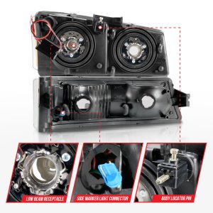 Chevrolet Silverado 1500 Headlights - ANZO - Crystal with Light Bar - Black Housing - `03-`06