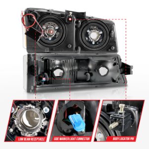 Chevrolet Silverado 1500 Headlights - ANZO - Crystal with Light Bar - Black Housing - `03-`06