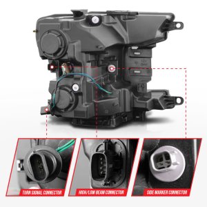 Ford F-150 Projector Headlights - ANZO - Plank Style Switchback - Black - `18-`20