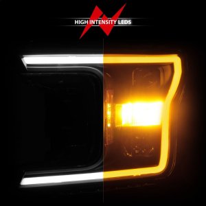Ford F-150 Projector Headlights - ANZO - Plank Style Switchback - Black - `18-`20