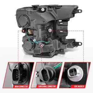 Ford F-150 Headlights - ANZO - Projector w/ Plank Style Switchback - Chrome - `18-`20