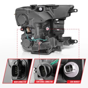 Ford F-150 Headlights - ANZO - Projector w/ Plank Style Switchback - Chrome - `18-`20