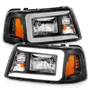 Ford Ranger Crystal Headlight Set - ANZO - Light Bar Style - Black Housing - `01-`11