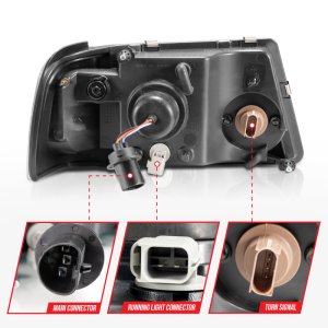 Ford Ranger Crystal Headlight Set - ANZO - Light Bar Style - Black Housing - `01-`11