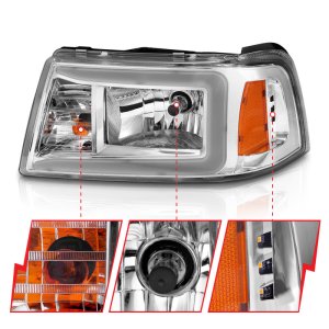 Ford Ranger Crystal Headlights - ANZO - Light Bar Style - Chrome - `01-`11 Ford Ranger Crystal Headlights - ANZO - Light Bar Style - Chrome - `01-`11