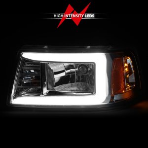 Ford Ranger Crystal Headlights - ANZO - Light Bar Style - Chrome - `01-`11 Ford Ranger Crystal Headlights - ANZO - Light Bar Style - Chrome - `01-`11
