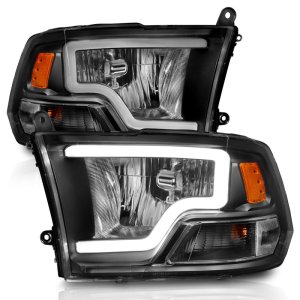 Dodge Ram 1500 Headlights - ANZO - Crystal w/ Light Bar - Black Housing - `09-`18