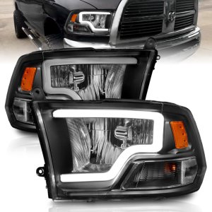 Dodge Ram 1500 Headlights - ANZO - Crystal w/ Light Bar - Black Housing - `09-`18