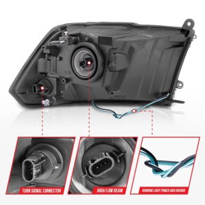 Dodge Ram 1500 Headlight Set - ANZO - Crystal with Light Bar - Chrome Housing - `09-`18