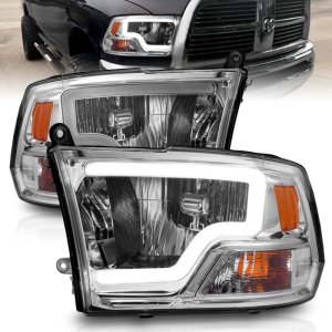 Dodge Ram 2500 Headlight Set - ANZO - Crystal with Light Bar - Chrome Housing - `09-`18