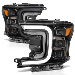 Ford F-150 Projector Headlights - ANZO - Smoke Bar Sequential Signal - Black - `18-`20