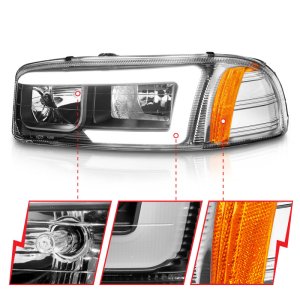 GMC Denali Headlights - ANZO - Crystal / Light Bar - Black - `99-`17