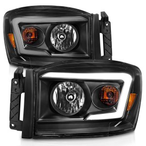 Dodge RAM 2500 Headlights - ANZO - Crystal, Light Bar Style - Black Housing/Clear Lens - `06-`09