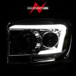 Dodge RAM 1500 Headlights - ANZO - Crystal with Light Bars - Chrome - `06-`09