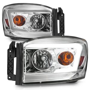 Dodge RAM 3500 Headlights - ANZO - Crystal with Light Bars - Chrome - `06-`09