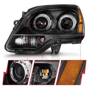 GMC Acadia Projector Headlights - ANZO - Clear Lens - Black - `07-`12