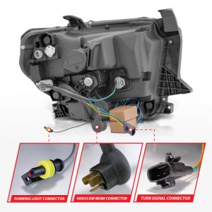 Toyota Tundra Headlights - ANZO - LED Crystal with Switchback & DRL - Black Housing - `14-`17