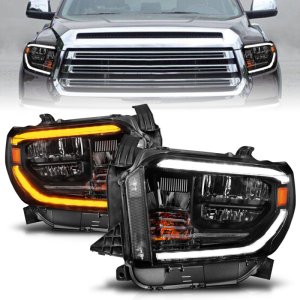 Toyota Tundra Headlights - ANZO - LED Crystal with Switchback & DRL - Black Housing - `14-`17