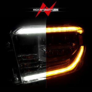 Toyota Tundra Headlights - ANZO - LED Crystal w/ Switchback, Clear Lens, w/ DRL - Chrome - `14-`17 Toyota Tundra Headlights - ANZO - LED Crystal w/ Switchback, Clear Lens, w/ DRL - Chrome - `14-`17