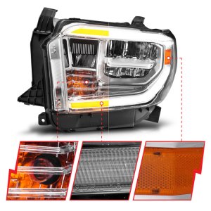 Toyota Tundra Headlights - ANZO - LED Crystal w/ Switchback, Clear Lens, w/ DRL - Chrome - `14-`17 Toyota Tundra Headlights - ANZO - LED Crystal w/ Switchback, Clear Lens, w/ DRL - Chrome - `14-`17