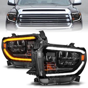 Toyota Tundra Headlights - ANZO - LED Crystal w/ Switchback & DRL - Black - `14-`21