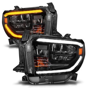 Toyota Tundra Headlights - ANZO - LED Crystal w/ Switchback & DRL - Black - `14-`21